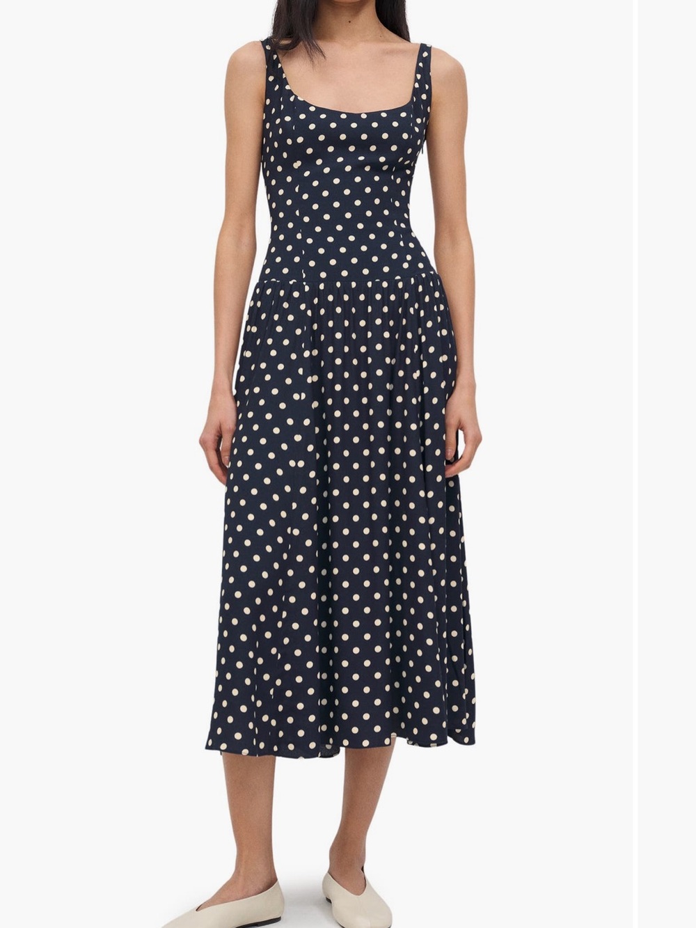 Reformation Bellarose Polka Dot Dress Orion Dot